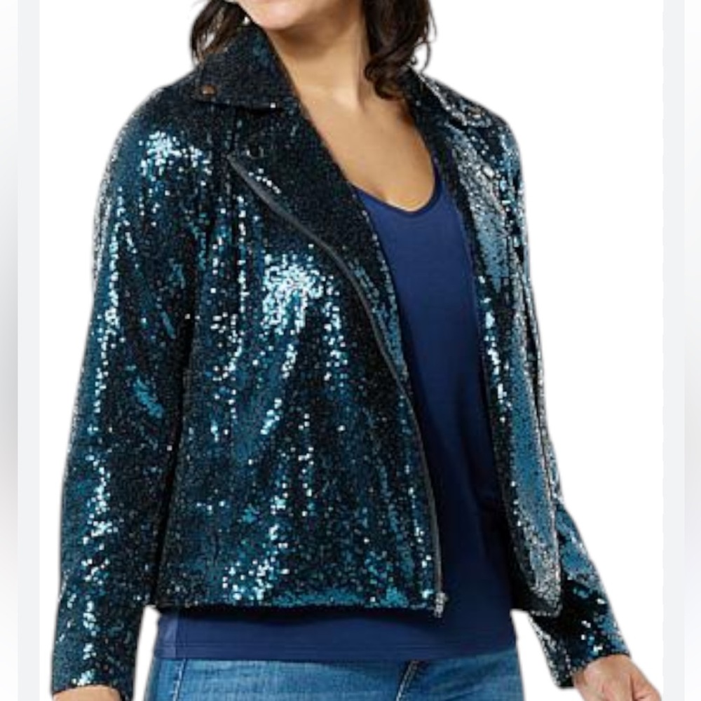 Colleen Lopez Women's Luxe Sequin Moto Jacket